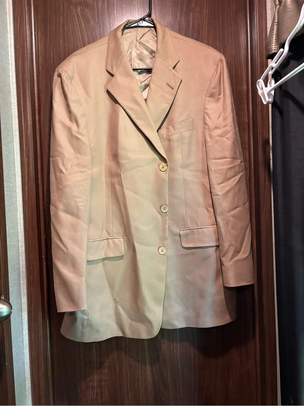 Daniel Cremieux Blazer Suit Jacket 42R Beige Tan Designed in France Wool Blend